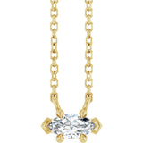 14K Gold Marquise Natural White Sapphire Solitaire Necklace - Yellow Gold