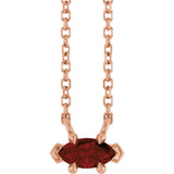 14K Gold Marquise Natural Mozambique Garnet Solitaire Necklace - Rose Gold
