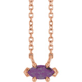 14K Gold Marquise Lab-Grown Alexandrite Solitaire Necklace - Rose Gold