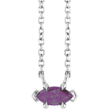 14K Gold Marquise Lab-Grown Alexandrite Solitaire Necklace - White Gold