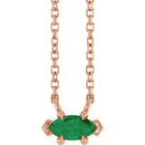 14K Gold Marquise Lab-Grown Emerald Solitaire Necklace - Rose Gold
