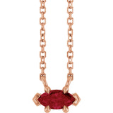 14K Gold Marquise Natural Ruby Solitaire Necklace - Rose Gold