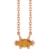 14K Gold Marquise Natural Citrine Solitaire Necklace - Rose Gold