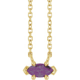 14K Gold Marquise Lab-Grown Alexandrite Solitaire Necklace - Yellow Gold