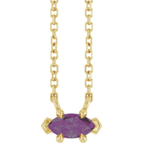 14K Gold Marquise Lab-Grown Alexandrite Solitaire Necklace - Yellow Gold