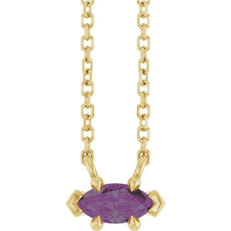 14K Gold Marquise Lab-Grown Alexandrite Solitaire Necklace - Yellow Gold