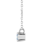 Platinum Marquise Lab-Grown Blue Sapphire Solitaire Necklace - view 3