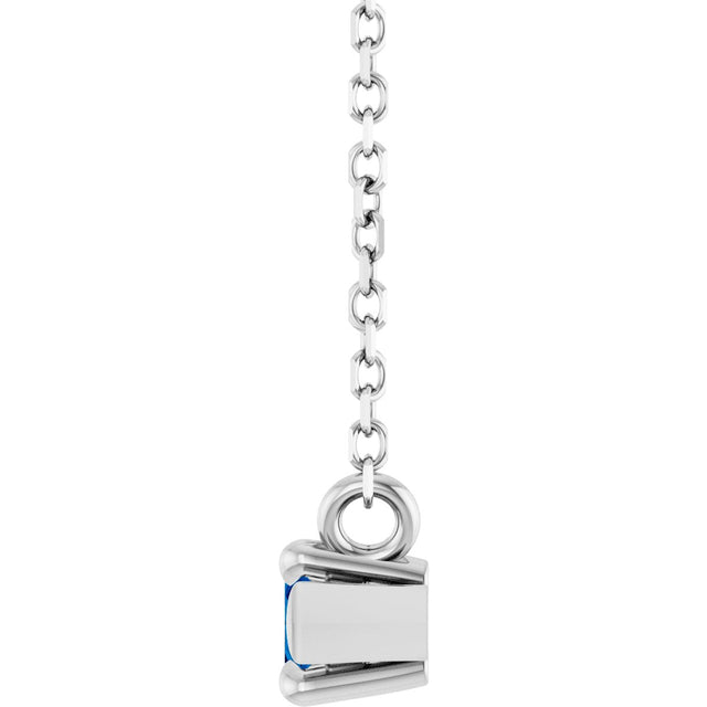 14K Gold Marquise Lab-Grown Blue Sapphire Solitaire Necklace - White Gold - view 3