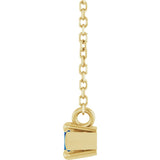 14K Gold Marquise Lab-Grown Blue Sapphire Solitaire Necklace - Yellow Gold - view 3
