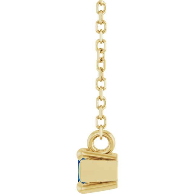 14K Gold Marquise Lab-Grown Blue Sapphire Solitaire Necklace - Yellow Gold - view 3