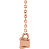 14K Gold Marquise Lab-Grown Blue Sapphire Solitaire Necklace - Rose Gold - view 3