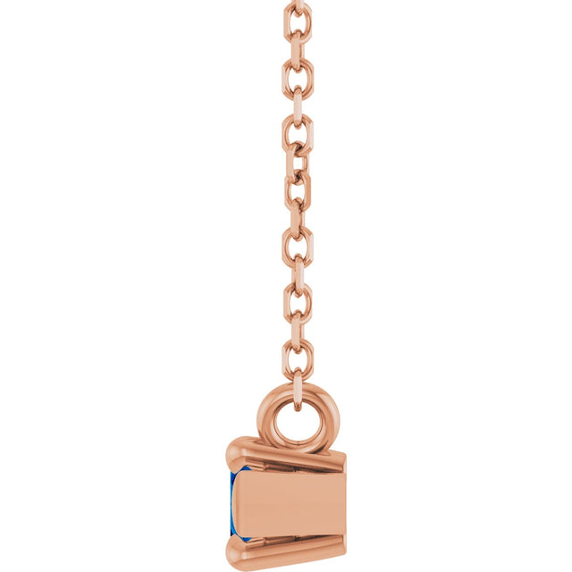 14K Gold Marquise Lab-Grown Blue Sapphire Solitaire Necklace - Rose Gold - view 3
