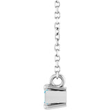 Platinum Marquise Natural Aquamarine Solitaire Necklace - view 3