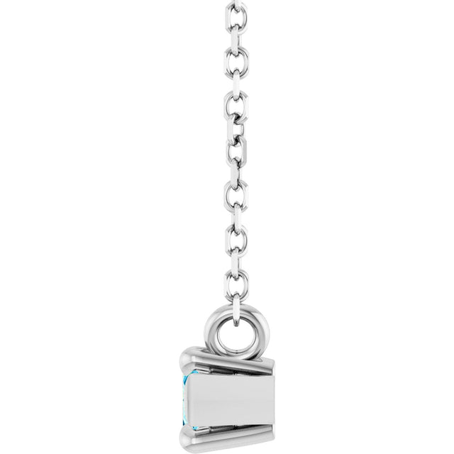 Platinum Marquise Natural Aquamarine Solitaire Necklace - view 3