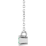Platinum Marquise Natural Emerald Solitaire Necklace - view 3