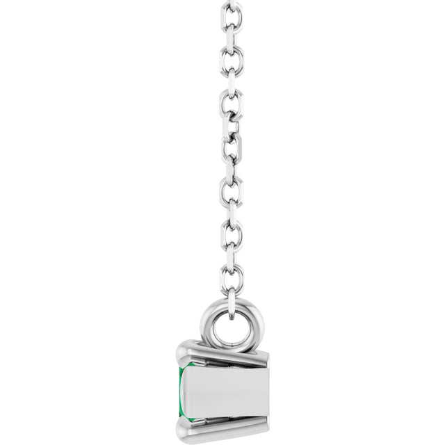 Platinum Marquise Natural Emerald Solitaire Necklace - view 3