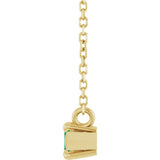 14K Gold Marquise Lab-Grown Emerald Solitaire Necklace - Yellow Gold - view 3