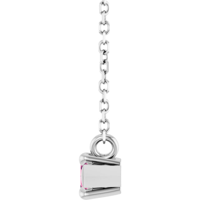 Platinum Marquise Natural Pink Tourmaline Solitaire Necklace - view 3