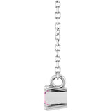 14K Gold Marquise Natural Pink Tourmaline Solitaire Necklace - White Gold - view 3