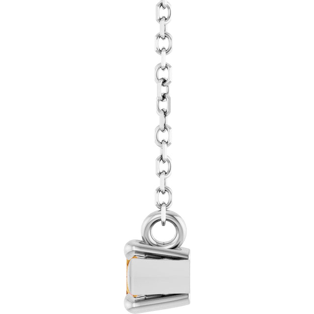 14K Gold Marquise Natural Citrine Solitaire Necklace - White Gold - view 3