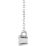 14K Gold Marquise Natural Blue Zircon Solitaire Necklace - White Gold - view 3