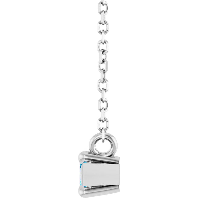 14K Gold Marquise Natural Blue Zircon Solitaire Necklace - White Gold - view 3