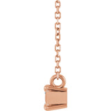 14K Gold Marquise Natural White Sapphire Solitaire Necklace - Rose Gold - view 3