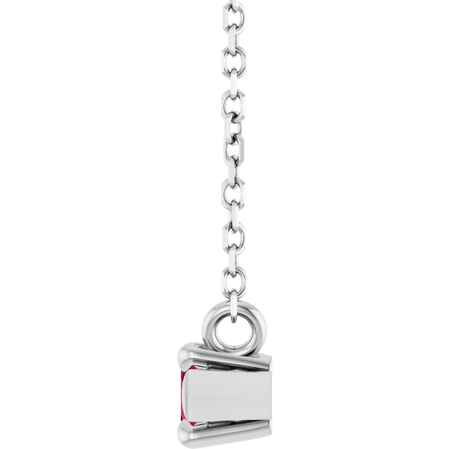 14K Gold Marquise Lab-Grown Ruby Solitaire Necklace - White Gold - view 3