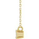 14K Gold Marquise Natural White Sapphire Solitaire Necklace - Yellow Gold - view 3