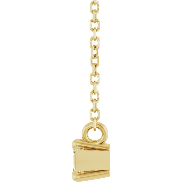 14K Gold Marquise Natural White Sapphire Solitaire Necklace - Yellow Gold - view 3