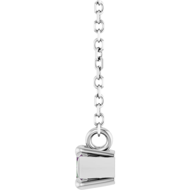 14K Gold Marquise Lab-Grown Alexandrite Solitaire Necklace - White Gold - view 3