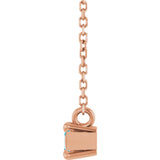 14K Gold Marquise Natural Aquamarine Solitaire Necklace - Rose Gold - view 3