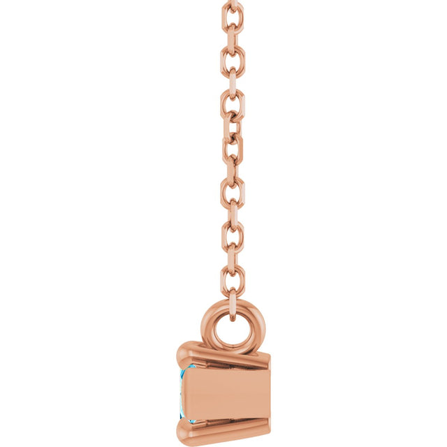 14K Gold Marquise Natural Aquamarine Solitaire Necklace - Rose Gold - view 3