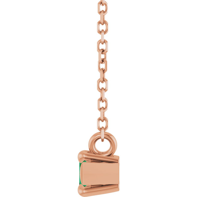 14K Gold Marquise Natural Emerald Solitaire Necklace - Rose Gold - view 3