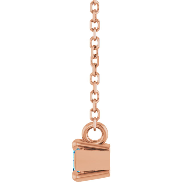 14K Gold Marquise Natural Blue Zircon Solitaire Necklace - Rose Gold - view 3