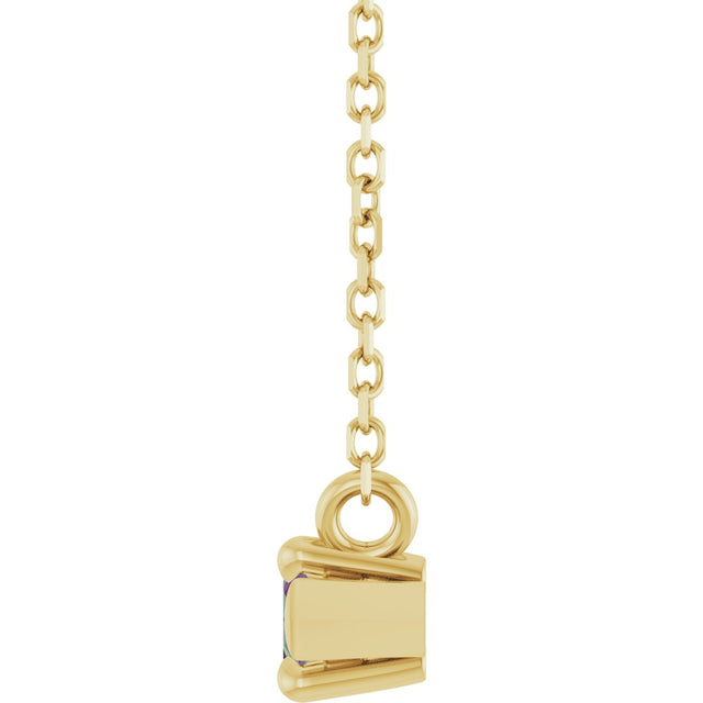 14K Gold Marquise Lab-Grown Alexandrite Solitaire Necklace - Yellow Gold - view 3