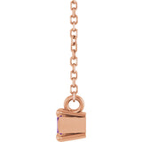 14K Gold Marquise Natural Amethyst Solitaire Necklace - Rose Gold - view 3