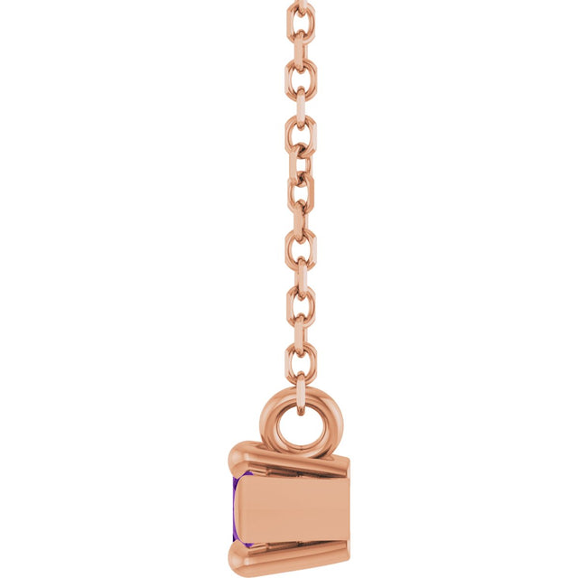 14K Gold Marquise Natural Amethyst Solitaire Necklace - Rose Gold - view 3