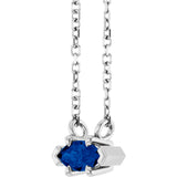 14K Gold Marquise Lab-Grown Blue Sapphire Solitaire Necklace - White Gold - view 2