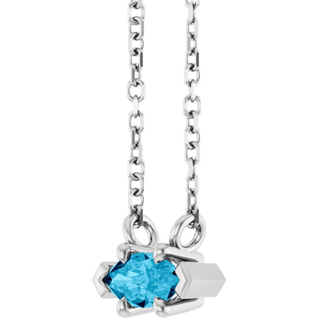 Platinum Marquise Natural Aquamarine Solitaire Necklace - view 2