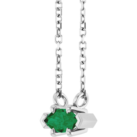 Platinum Marquise Natural Emerald Solitaire Necklace - view 2