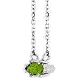 Platinum Marquise Natural Peridot Solitaire Necklace - view 2