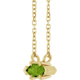 14K Gold Marquise Natural Peridot Solitaire Necklace - Yellow Gold - view 2