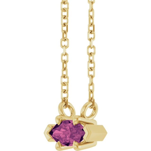 14K Gold Marquise Natural Pink Tourmaline Solitaire Necklace - Yellow Gold - view 2