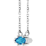 14K Gold Marquise Natural Blue Zircon Solitaire Necklace - White Gold - view 2