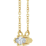 14K Gold Marquise Natural White Sapphire Solitaire Necklace - Yellow Gold - view 2