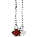 14K Gold Marquise Natural Mozambique Garnet Solitaire Necklace - White Gold - view 2