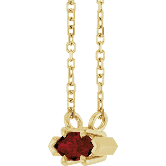 14K Gold Marquise Natural Mozambique Garnet Solitaire Necklace - Yellow Gold - view 2