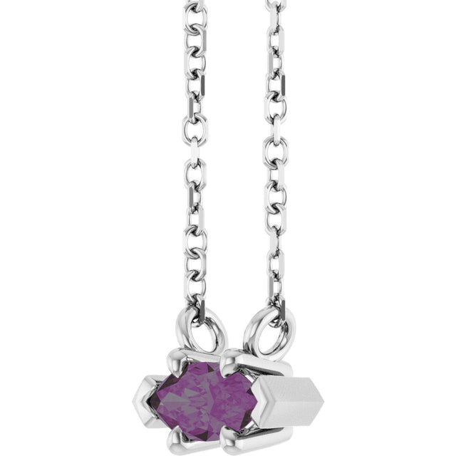 14K Gold Marquise Lab-Grown Alexandrite Solitaire Necklace - White Gold - view 2