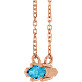 14K Gold Marquise Natural Aquamarine Solitaire Necklace - Rose Gold - view 2